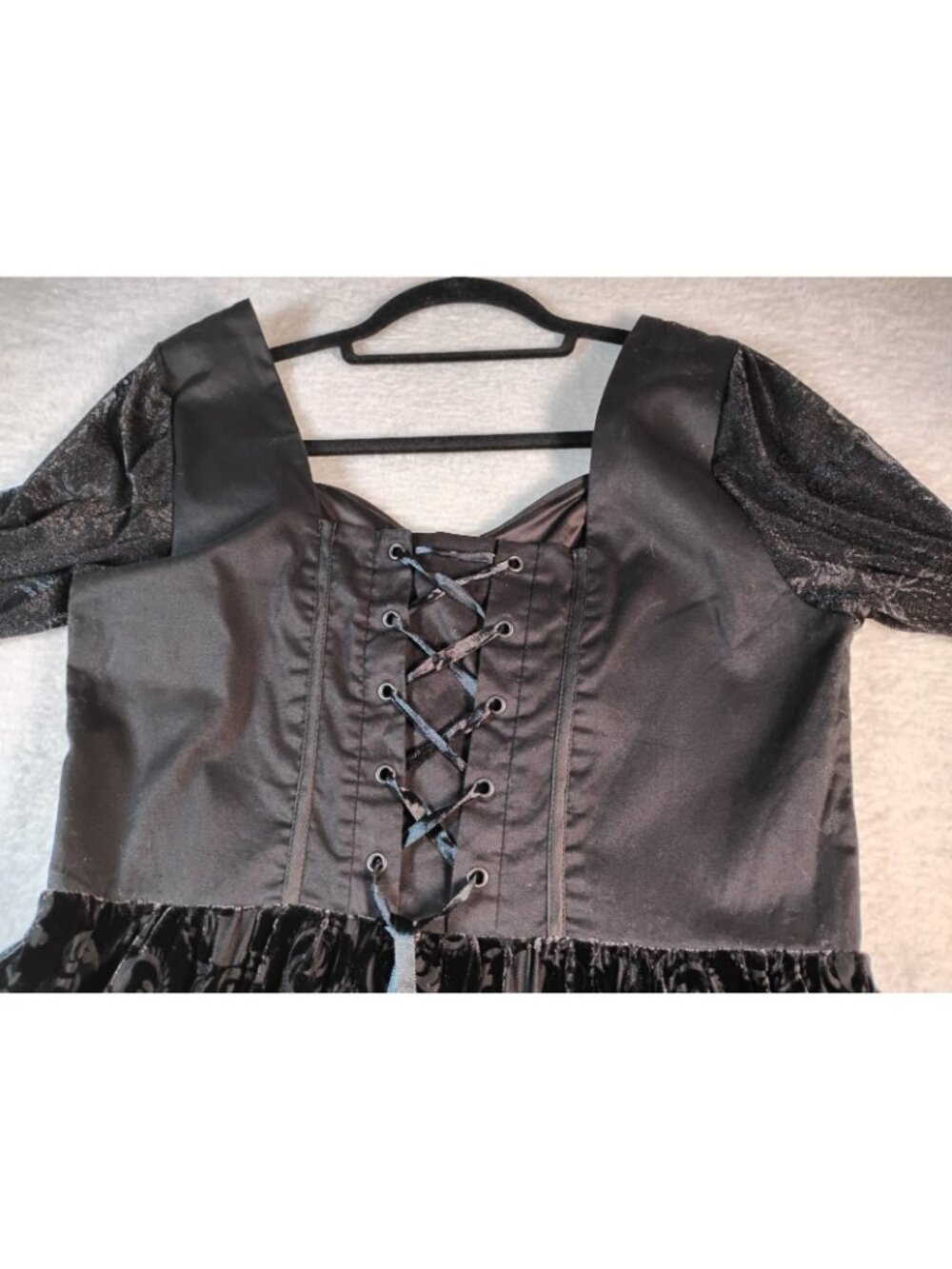 Hot Topic Black Velvet Corset Dress Y2K Whimsigoth Skulls Stretch Hi Lo XL Black - Picture 7 of 12
